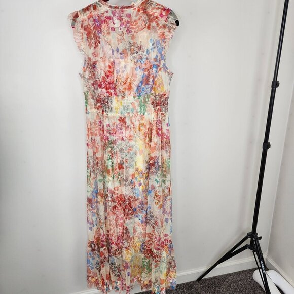 NWT Johnny Was Mazzy Embroidered Mesh Tie Dress Leafy Size Small - Picture 8 of 16